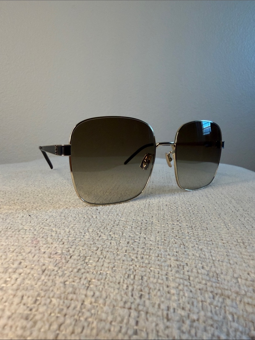 Saint Laurent Gold Frame SL M75 Square Aviator Sunglasses